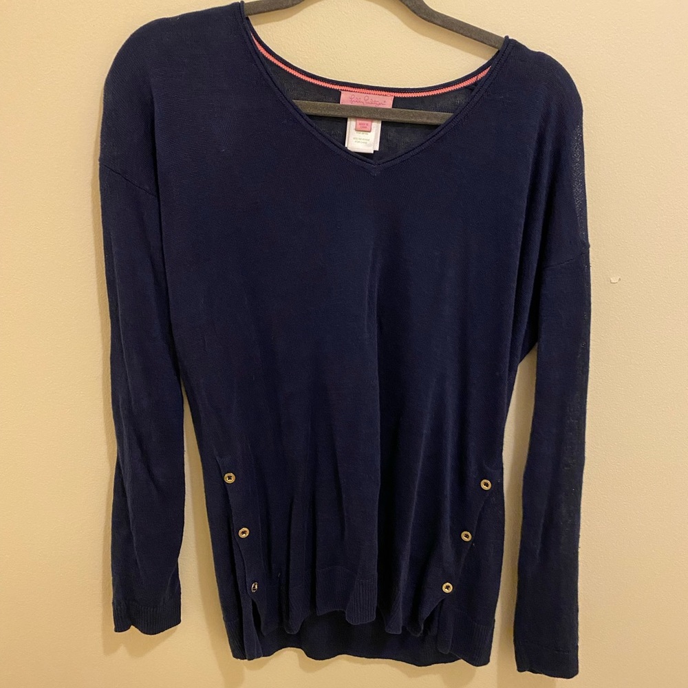 Lilly Pulitzer Navy Linen Sweater